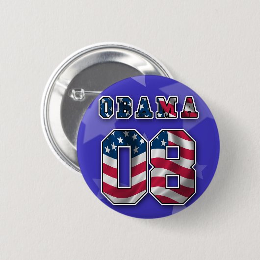 OBAMA-ROTER WEISSER UND BLAUER KNOPF BUTTON (Vorne & Hinten)