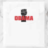 Obama! Schwarze Fistkleber Ovaler Aufkleber (Tasche)