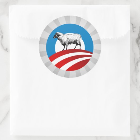 OBAMA SHEEP RUNDER AUFKLEBER (Tasche)