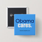 Obama-Sorgfalt, Zeitraum. Quadratischer Knopf Button (Vorne & Hinten)