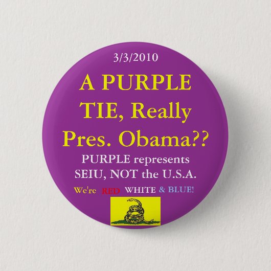 Obama trägt lila SEIU Button (Vorderseite)
