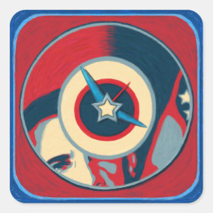 Obama-Uhr-Aufkleber (20) Quadratischer Aufkleber