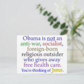 Obama und Jesus Postkarte (Stehend Vorderseite)