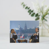 Obama und Medvedev Postkarte (Stehend Vorderseite)