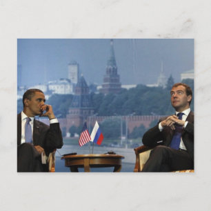 Obama und Medvedev Postkarte
