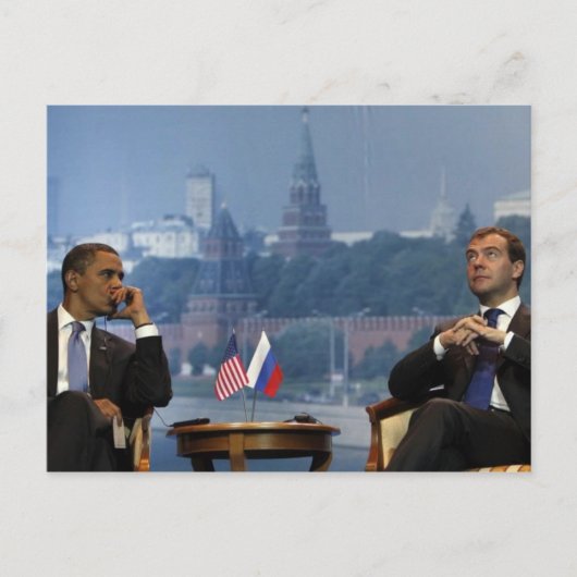Obama und Medvedev Postkarte (Vorderseite)