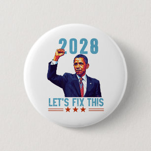 Obama Vintag Patriotic 2028 politische Protestrund Button