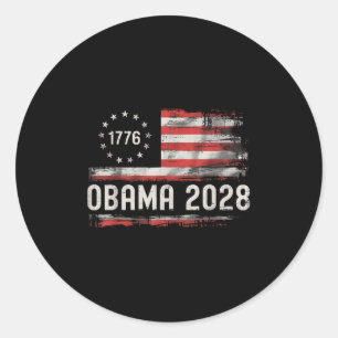 Obama Vintage Präsident 2028 Obama Retro-Flagge Am Runder Aufkleber