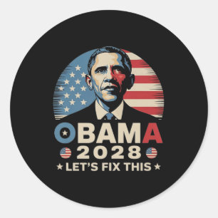 Obama Vintage Retro Patriotisches 2028 Politisches Runder Aufkleber