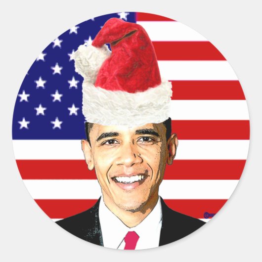 Obama Weihnachtsaufkleber Runder Aufkleber (Vorderseite)