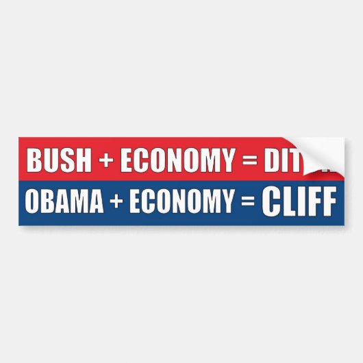 Obama + Wirtschaft = KLIPPE Autoaufkleber (Vorne)