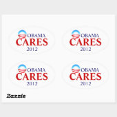 Obamacare bedeutet Obama Cares! Ovaler Aufkleber (Blatt)
