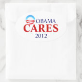 Obamacare bedeutet Obama Cares! Ovaler Aufkleber (Tasche)