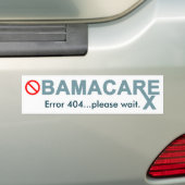 Obamacare: Fehler 404… warten bitte Autoaufkleber (Auf Auto)