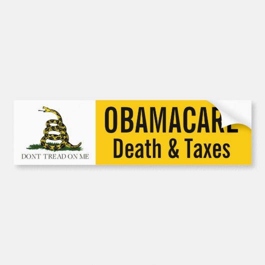 Obamacare -- Tod und Steuern Autoaufkleber (Vorne)