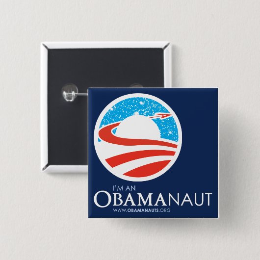 Obamanaut quadratischer Knopf Button (Vorne & Hinten)