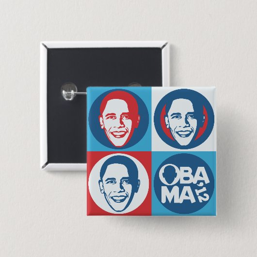 ObamaPop-Kunst-Quadrat-Knopf 2012 Button (Vorne & Hinten)