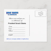 Obamas Amtseinführung Party Einladung Postkarte (Rückseite)