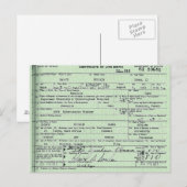 Obamas Geburtsurkunde Postkarte (Vorne/Hinten)