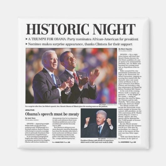 Obamas historisches Nachtmagazin Magnet (Vorne)