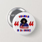 Obamas im DA-Haus-Knopf Button (Vorne & Hinten)