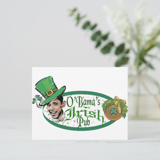 Obamas irischer Pub Postkarte (Stehend Vorderseite)