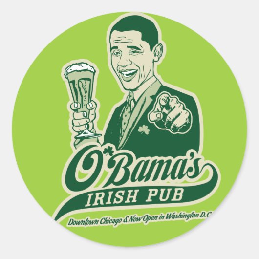 Obamas irischer Pub Runder Aufkleber (Vorderseite)