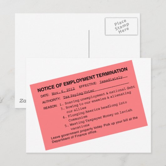 Obamas rosa Slip Postkarte (Vorne/Hinten)