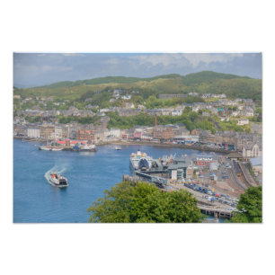 Oban Hafen-Antenne vom Kanzel-Hügel Fotodruck