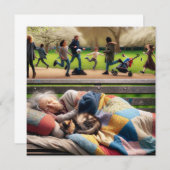 Obdachlose Lady Napping auf einer Parkbank (Vorne/Hinten)