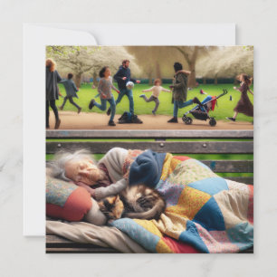 Obdachlose Lady Napping auf einer Parkbank