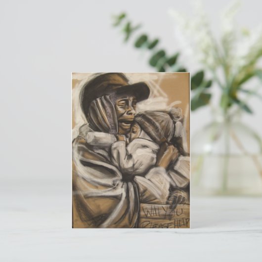 Obdachlose Mutter und Kind Postkarte (Stehend Vorderseite)
