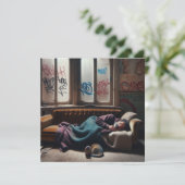 Obdachlose schlafen im verlassenen Gebäude (Stehend Vorderseite)