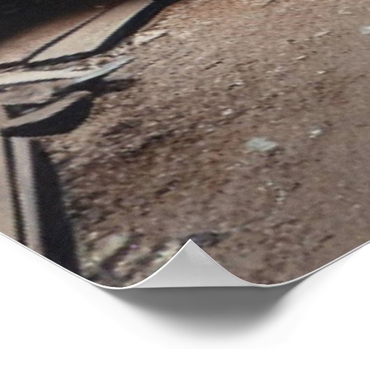 Obdachlose schlafen im verlassenen Gebäude Poster (Ecke)