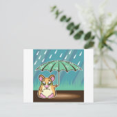 Obdachloser Hamster-Cartoon Postkarte (Stehend Vorderseite)