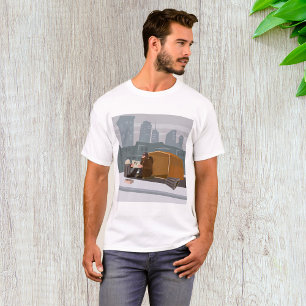 Obdachloser Mann mit Hilferuf-Schild Stadtarmut T-Shirt