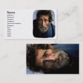 Obdachloser und hilfloser bärtiger Mann Visitenkarte (Vorne/Hinten)