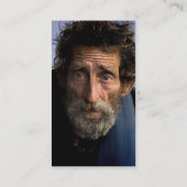 Obdachloser und hilfloser bärtiger Mann Visitenkarte (Rückseite)