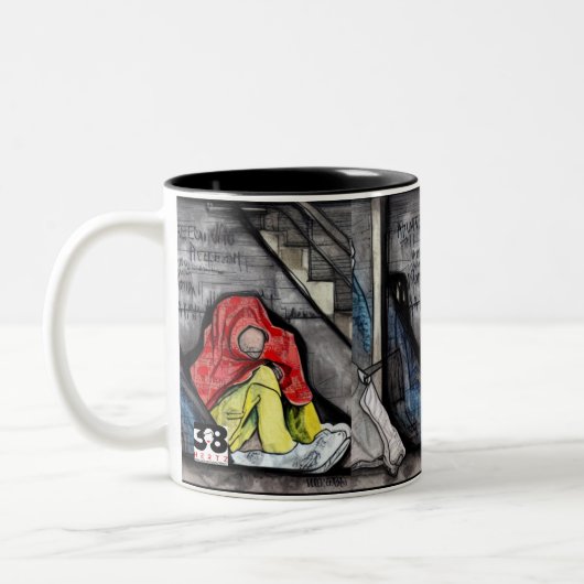 Obdachlosigkeit Zweifarbige Tasse (Links)