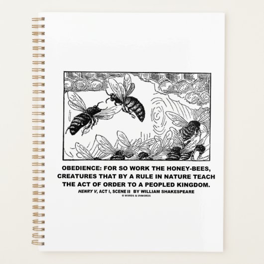Obedience Work Honey Bees Henry V Shakespeare Planer (Vorderseite)