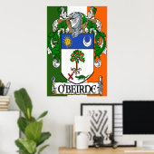 O'Beirne Coat of Arms Irish Flag Print Poster (Heimbüro)