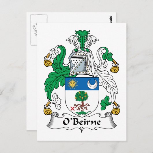 O'Beirne Familienwappen Postkarte (Vorne/Hinten)