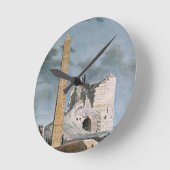 Obelisk von Kleopatra (w/c auf Papier) Runde Wanduhr (Winkel)