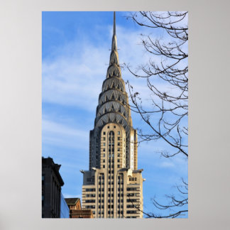 Oben am Chrysler-Gebäude, seltene Bäume Poster