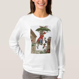 Oben gehalten durch Regenschirme und T-Shirt