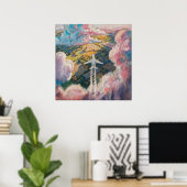 Oben - Malerische Illustration Stil Flugzeug Art Poster (Heimbüro)