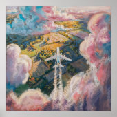 Oben - Malerische Illustration Stil Flugzeug Art Poster (Vorne)