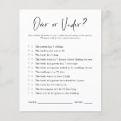 Oben oder darunter | Brautparty Game (Vorderseite)