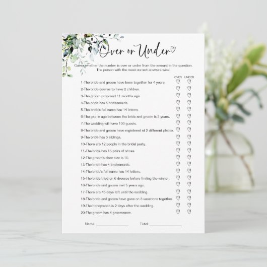 Oben oder unter Brautparty Einladung (Stehend Vorderseite)