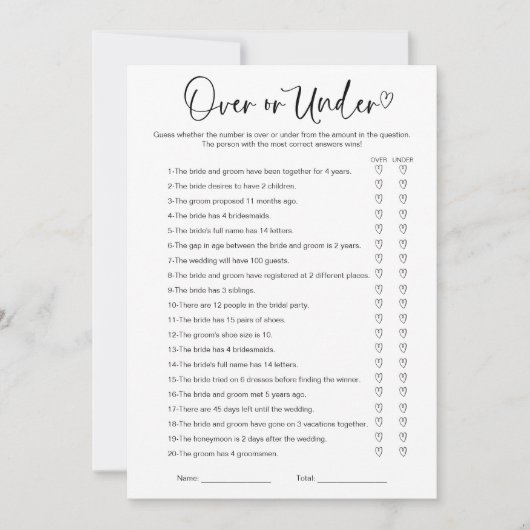 Oben oder unter Brautparty Einladung (Vorderseite)